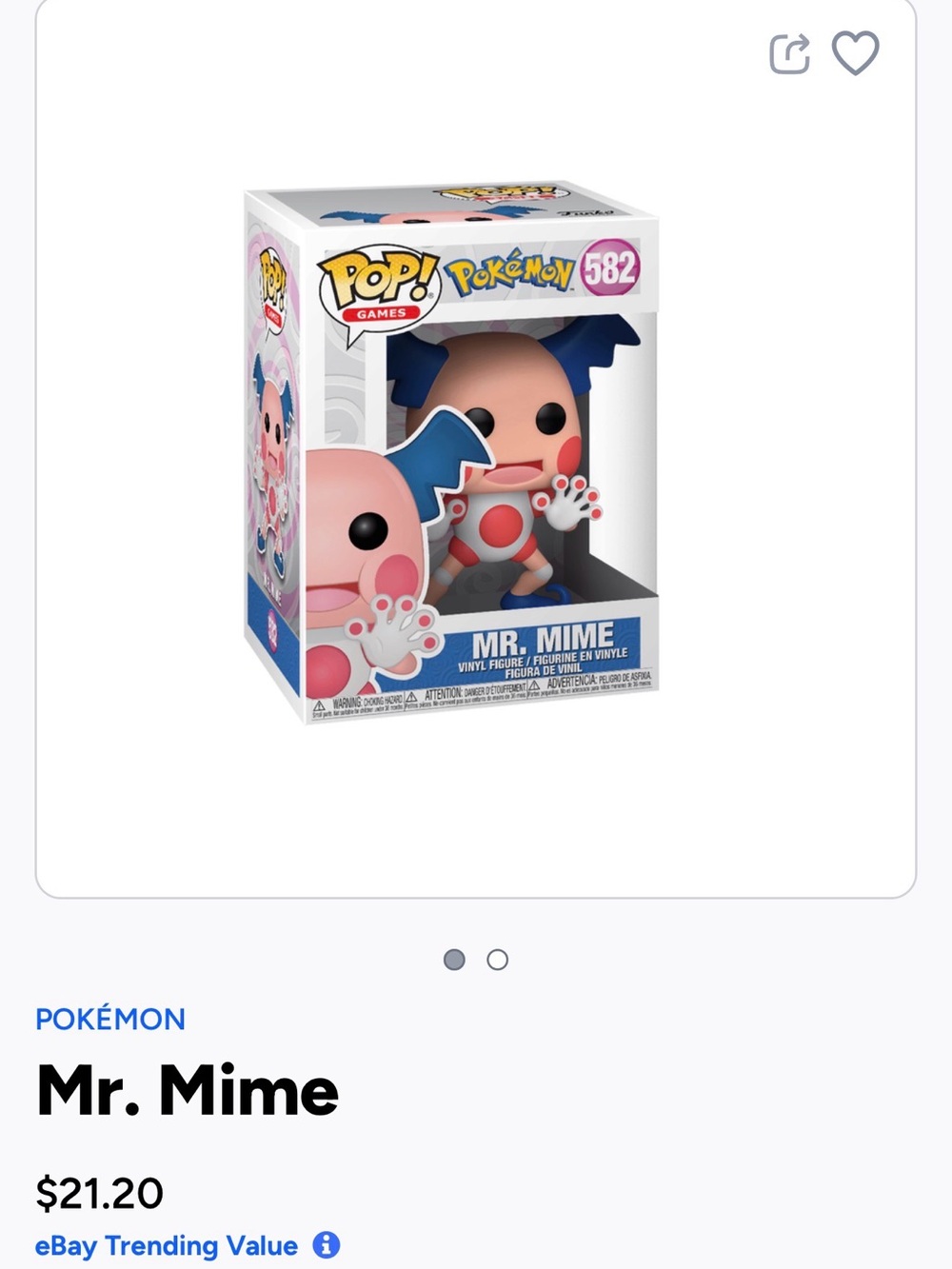 Funko Pop! Pokémon Mr. Mime Vinyl Figure - Pink & Blue-582